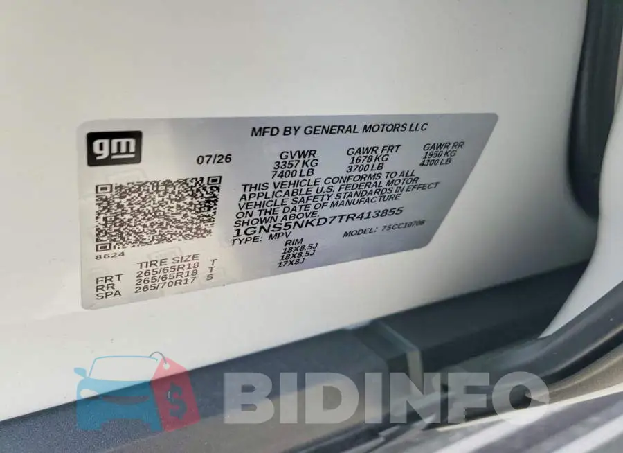 1GNS5NKD7TR413855 Photo# 14