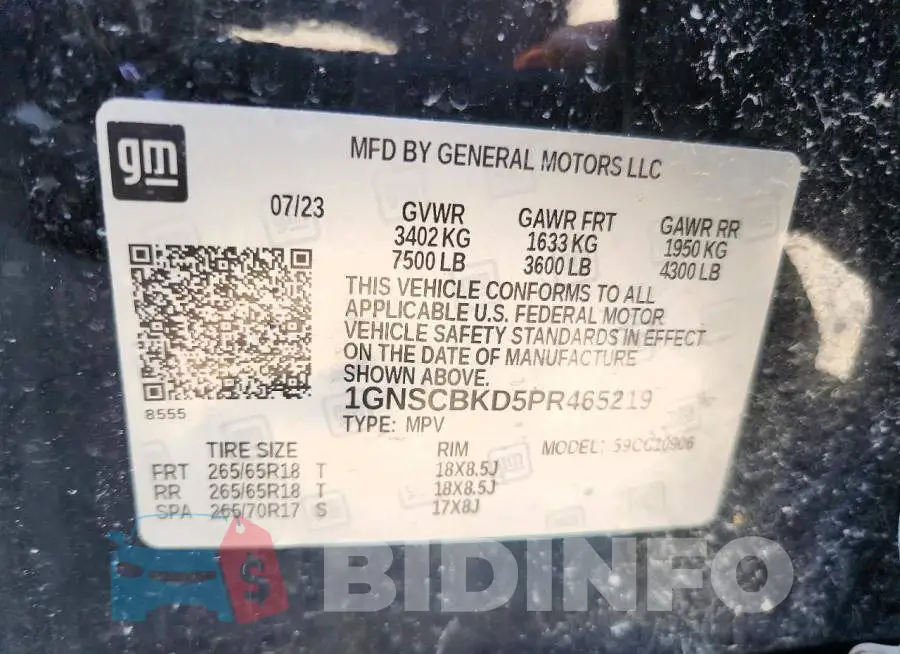 1GNSCBKD5PR465219 Photo# 14