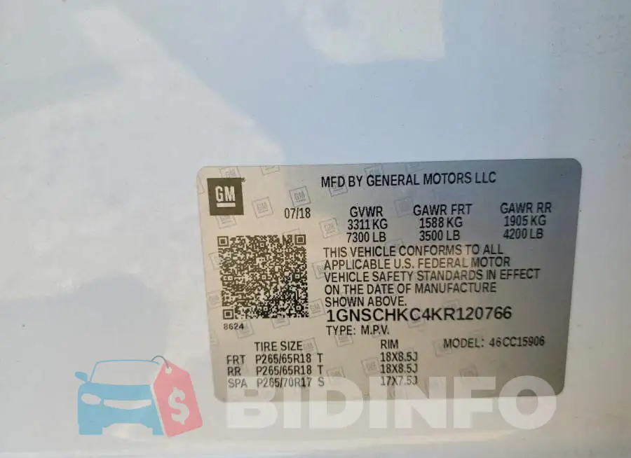 1GNSCHKC4KR120766 Photo# 13