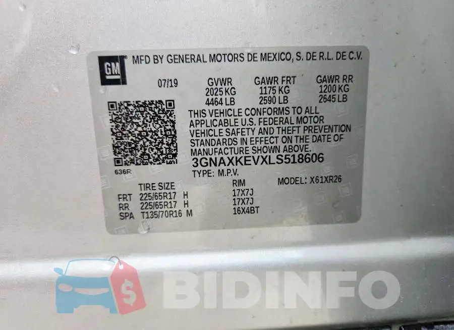 3GNAXKEVXLS518606 Photo# 14