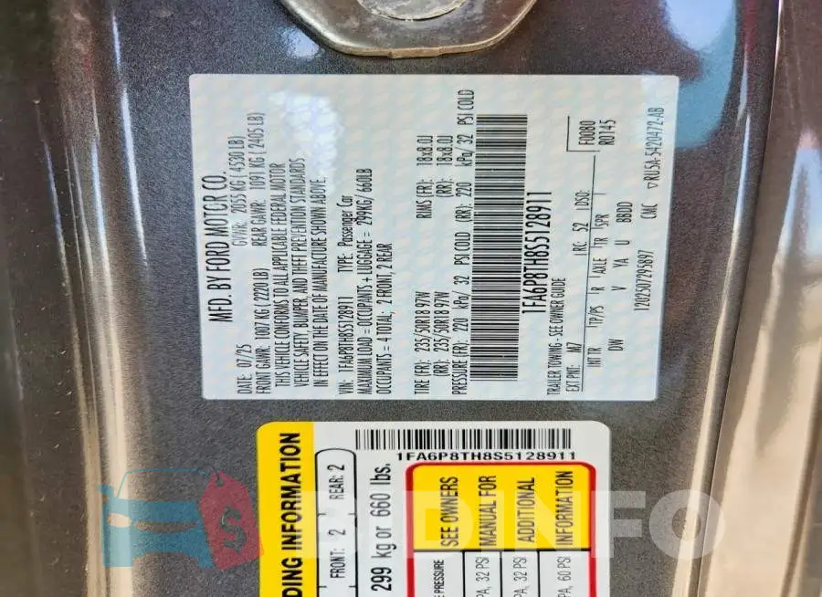 1FA6P8TH8S5128911 Photo# 12