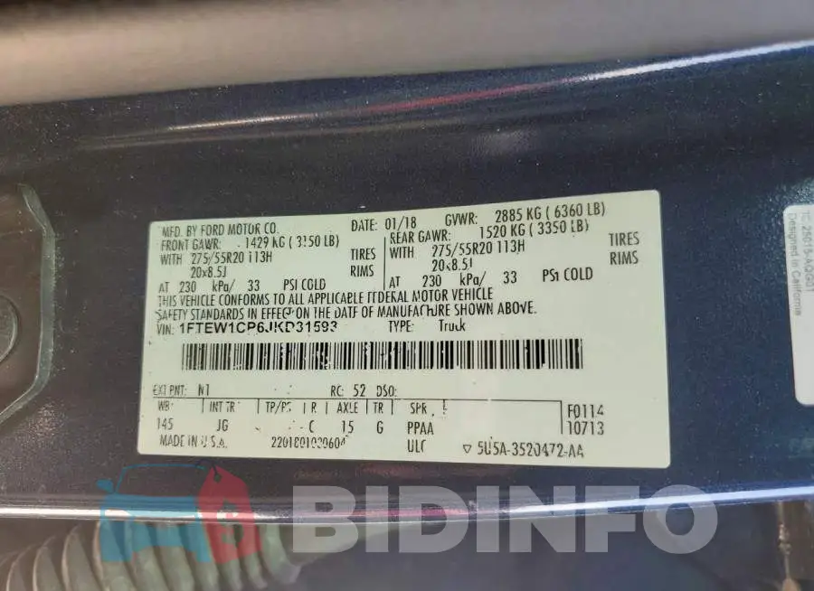 1FTEW1CP6JKD31593 Photo# 12