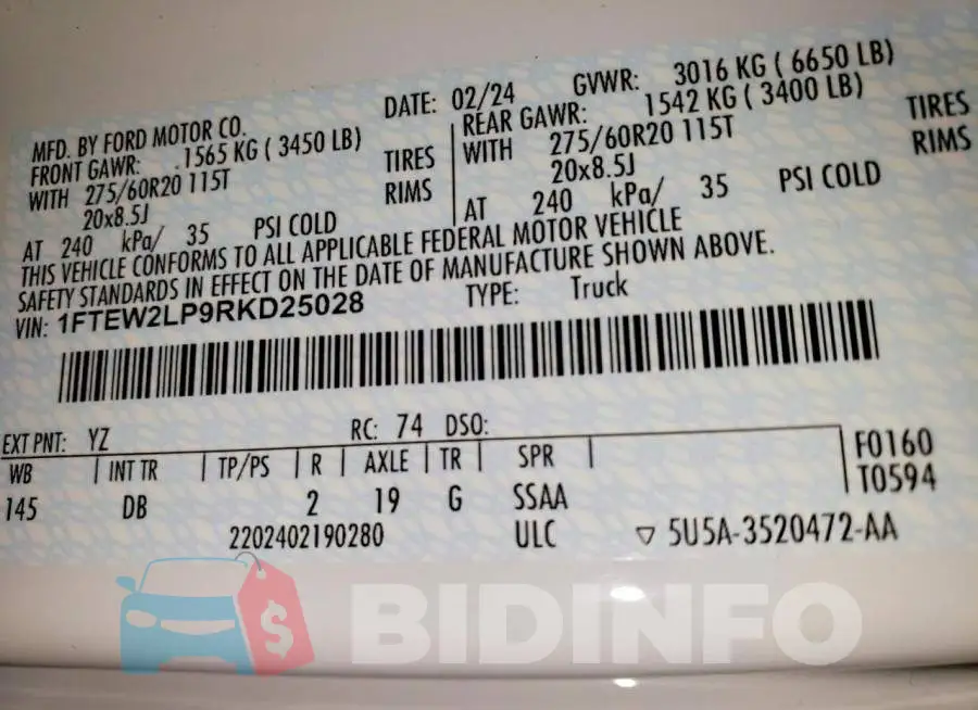 1FTEW2LP9RKD25028 Photo# 12