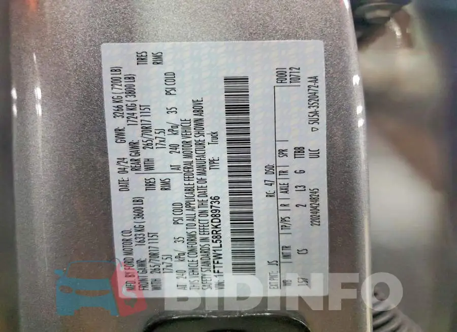 1FTFW1L58RKD89736 Photo# 12