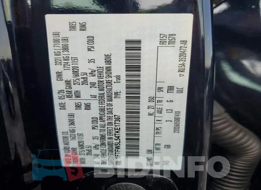 1FTFW5L54TKE17367 Photo# 12