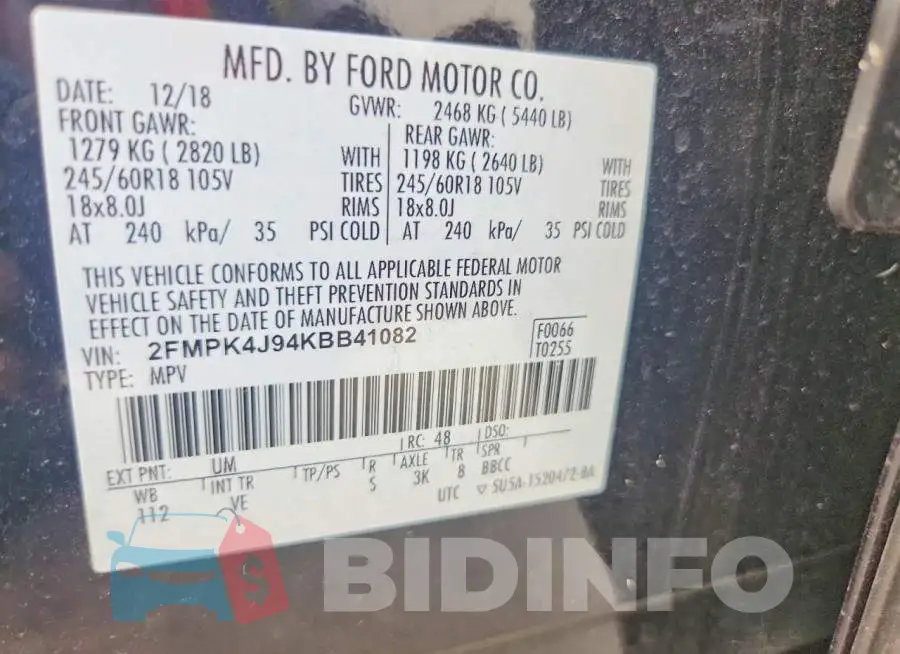 2FMPK4J94KBB41082 Photo# 13