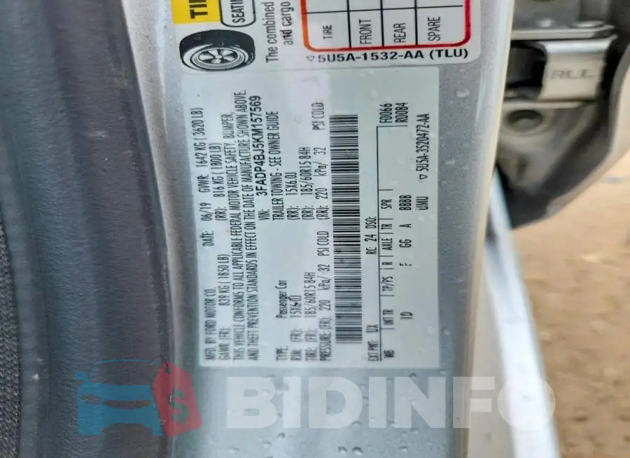 3FADP4BJ5KM157569 Photo# 13