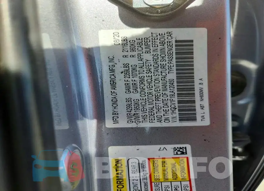 1HGCV1F19LA120450 Photo# 12