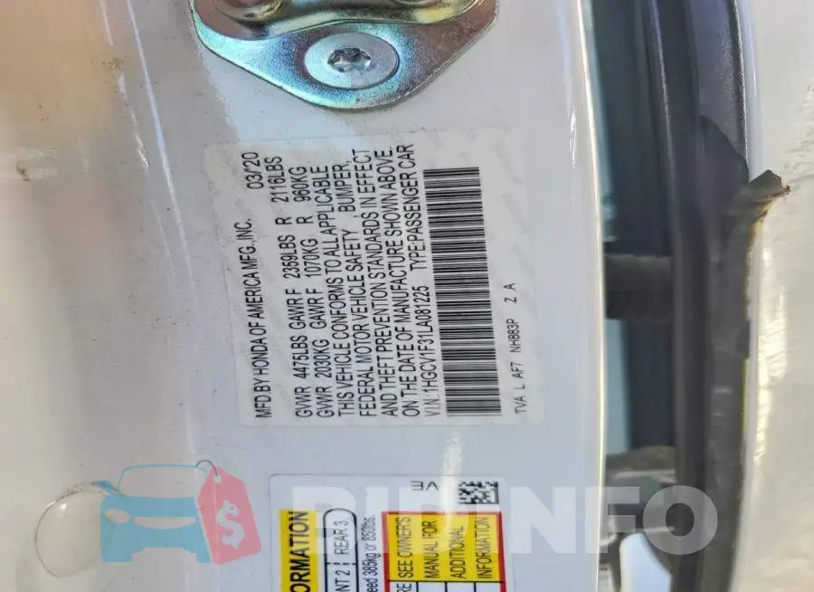 1HGCV1F31LA081225 Photo# 12