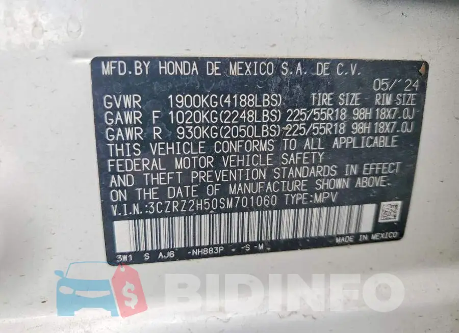 3CZRZ2H50SM701060 Photo# 14