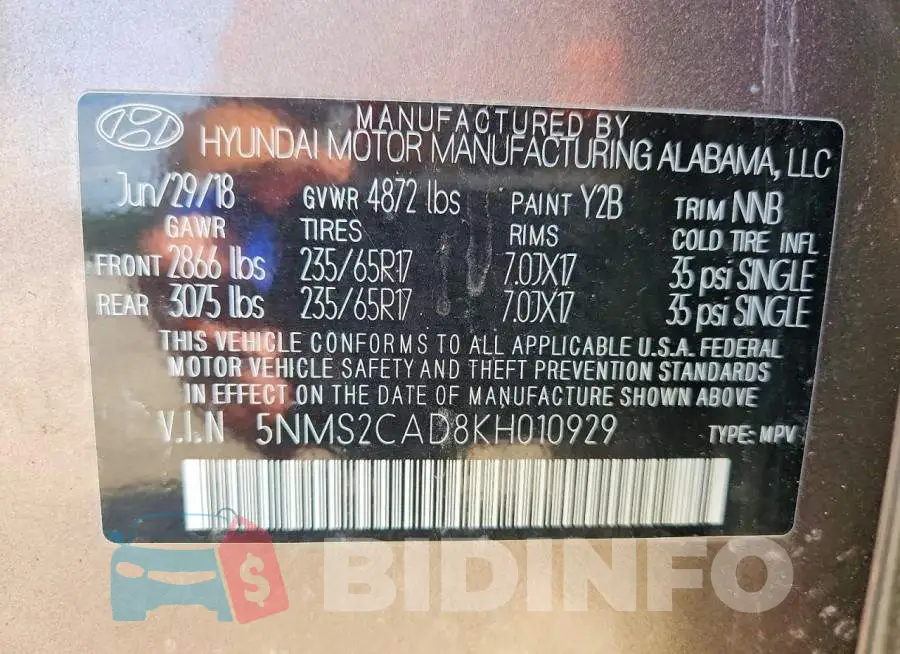 5NMS2CAD8KH010929 Photo# 13
