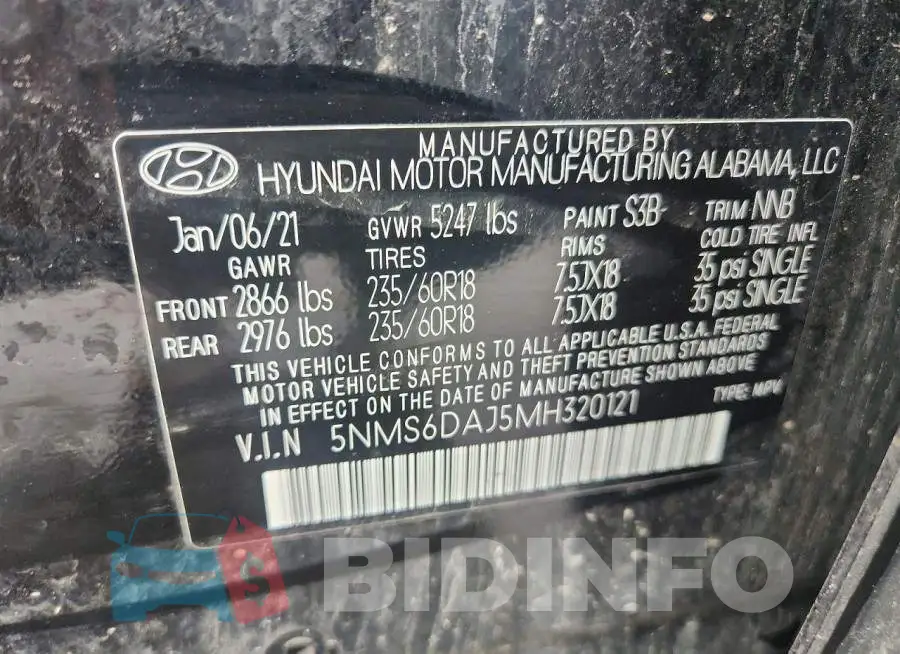 5NMS6DAJ5MH320121 Photo# 13
