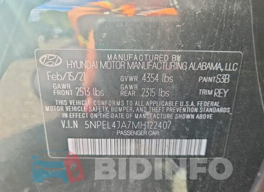 5NPEL4JA7MH122407 Photo# 12