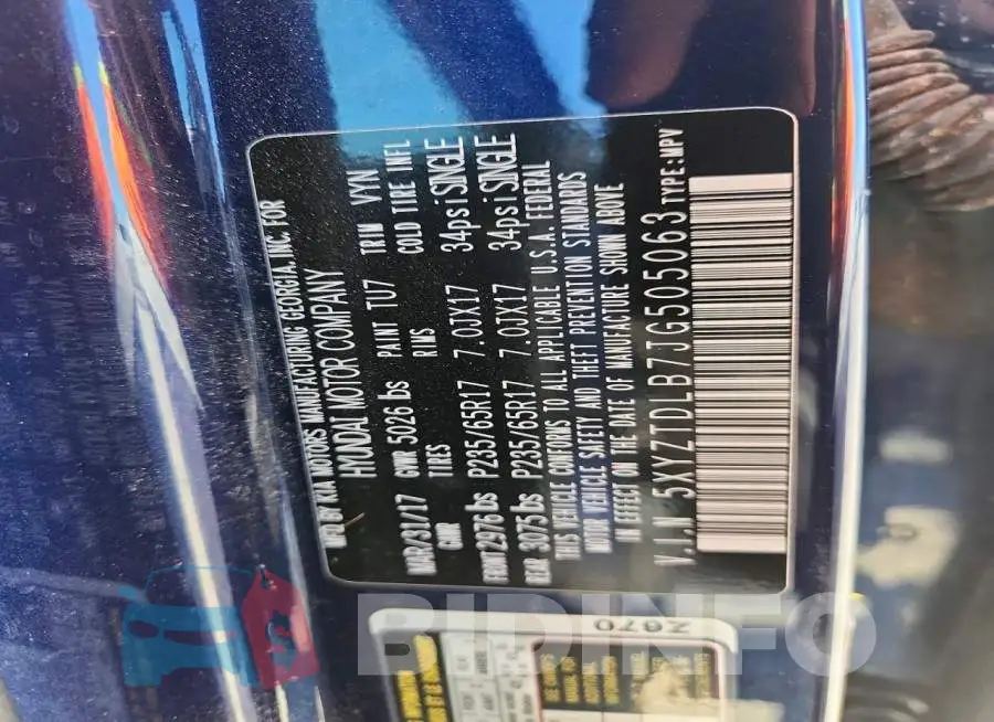 5XYZTDLB7JG505063 Photo# 12