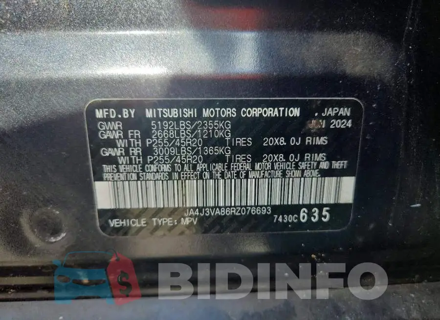 JA4J3VA86RZ076693 Photo# 13