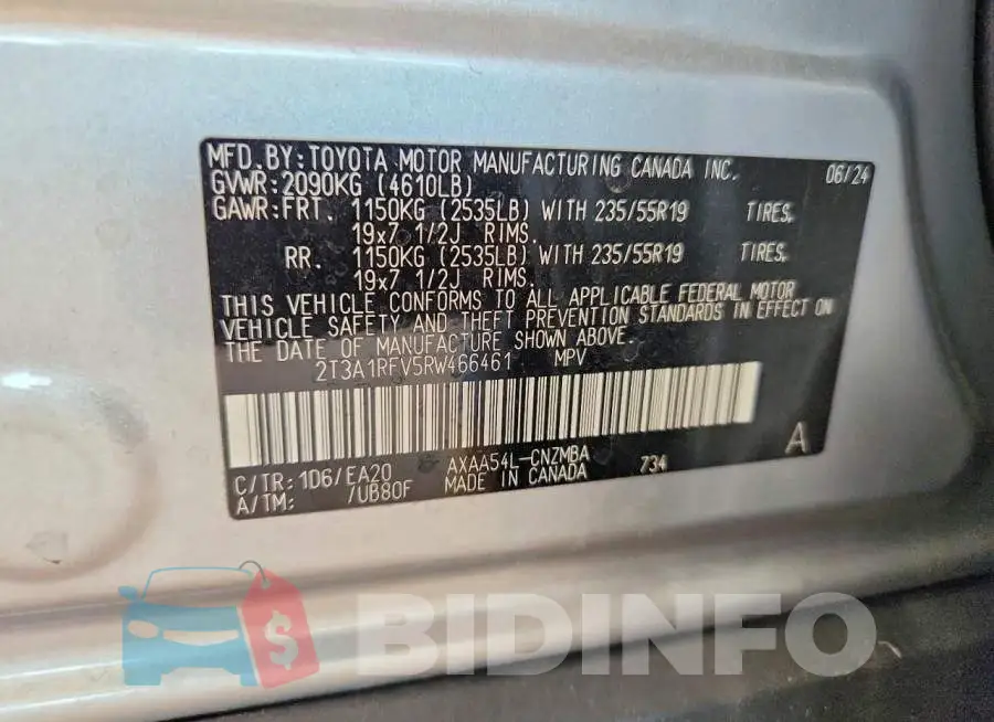 2T3A1RFV5RW466461 Photo# 14