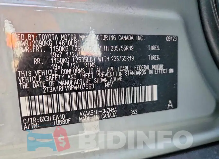 2T3A1RFV8PW407563 Photo# 13