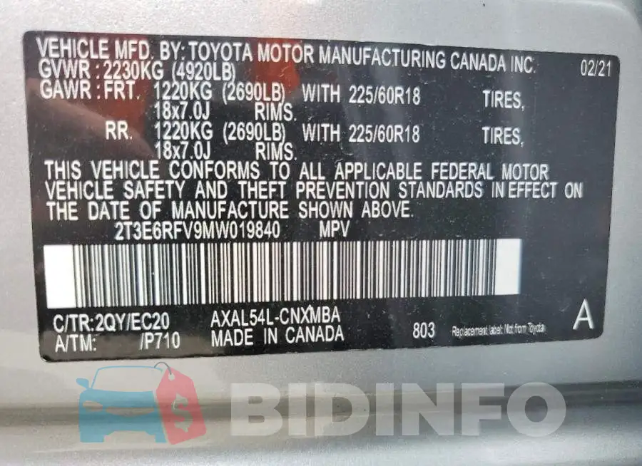 2T3E6RFV9MW019840 Photo# 13