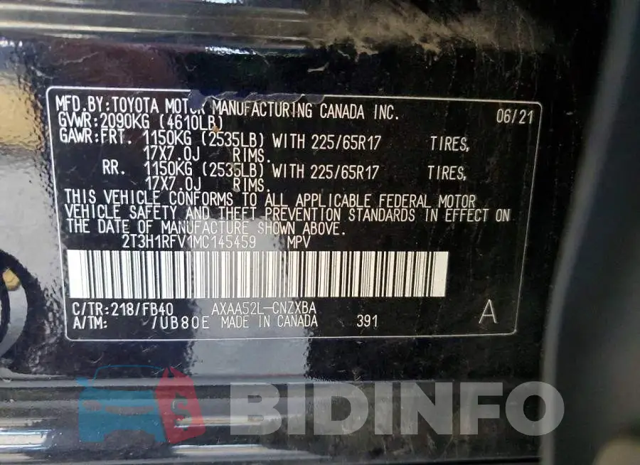 2T3H1RFV1MC145459 Photo# 13