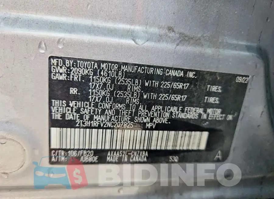 2T3H1RFV2NC207825 Photo# 14
