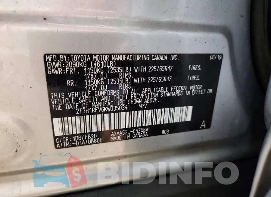 2T3H1RFV6KW035034 Photo# 13