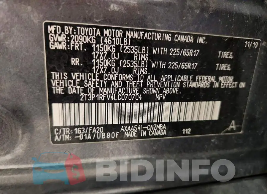2T3P1RFV4LC070704 Photo# 14
