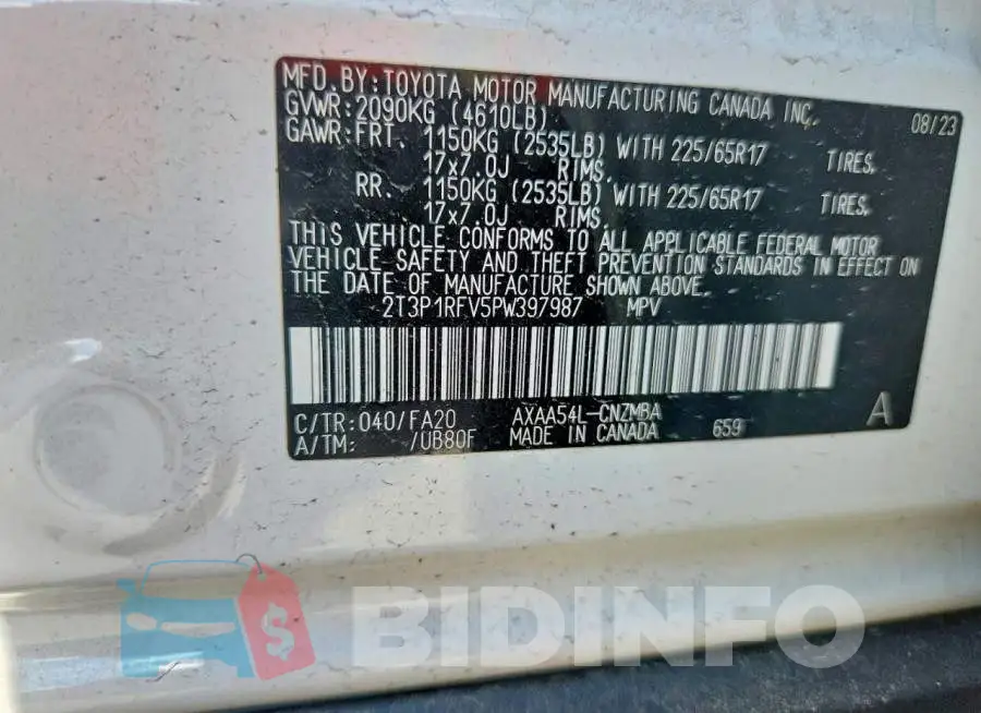 2T3P1RFV5PW397987 Photo# 14