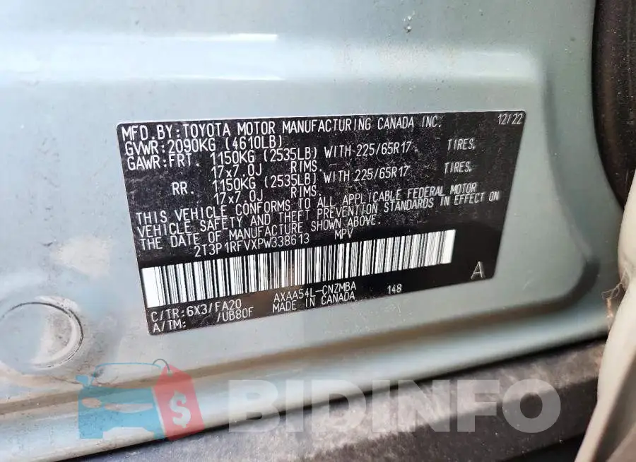 2T3P1RFVXPW338613 Photo# 13
