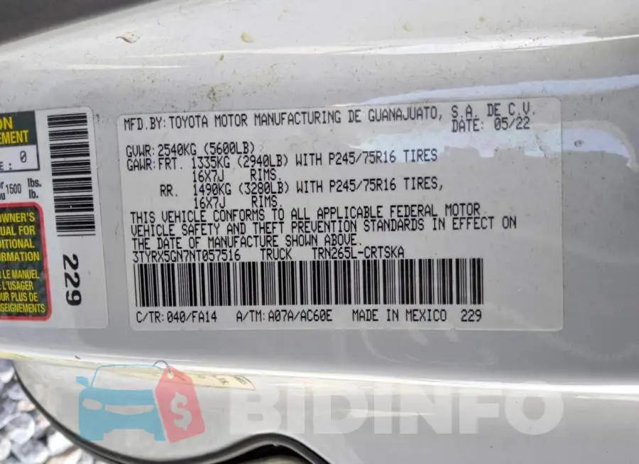 3TYRX5GN7NT057516 Photo# 12