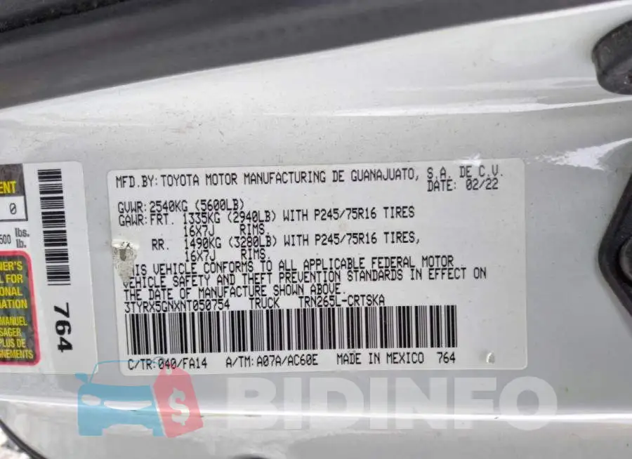 3TYRX5GNXNT050754 Photo# 12