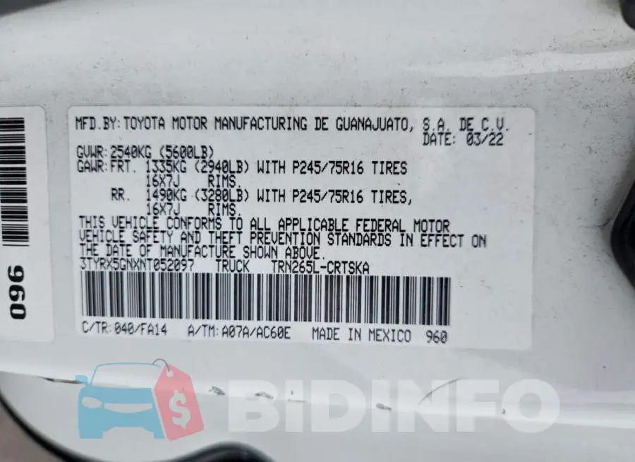 3TYRX5GNXNT052097 Photo# 12
