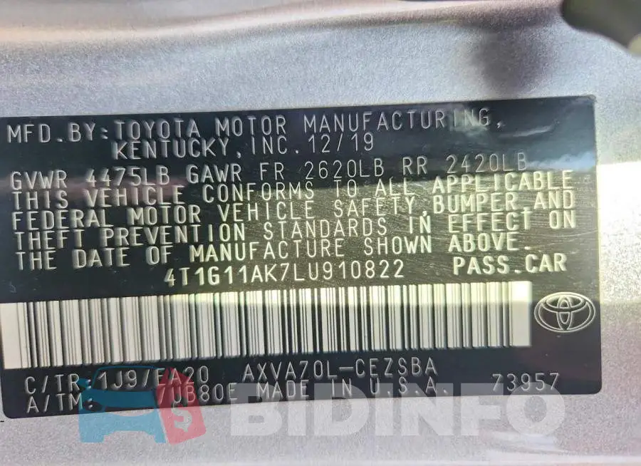 4T1G11AK7LU910822 Photo# 12