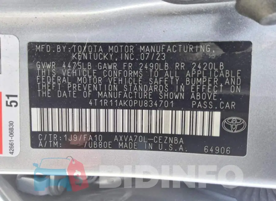 4T1R11AK0PU834701 Photo# 13