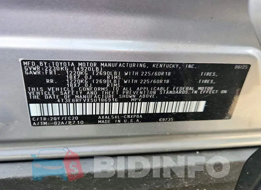4T3E6RFVXSU186916 Photo# 13
