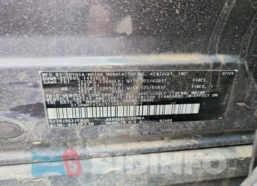 4T3RWRFV2RU153405 Photo# 12