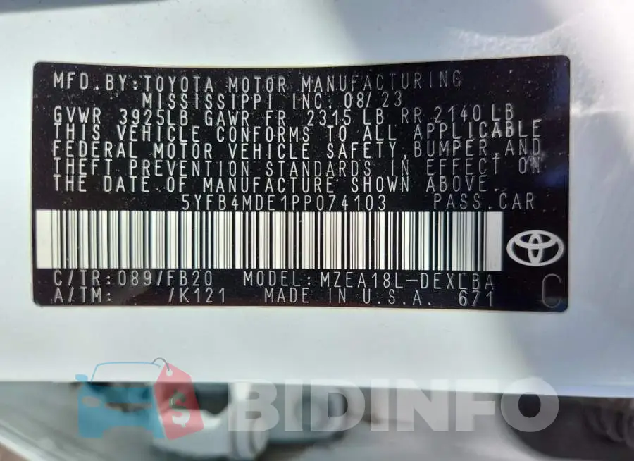 5YFB4MDE1PP074103 Photo# 13