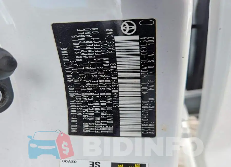 5YFB4MDE2PP012788 Photo# 13