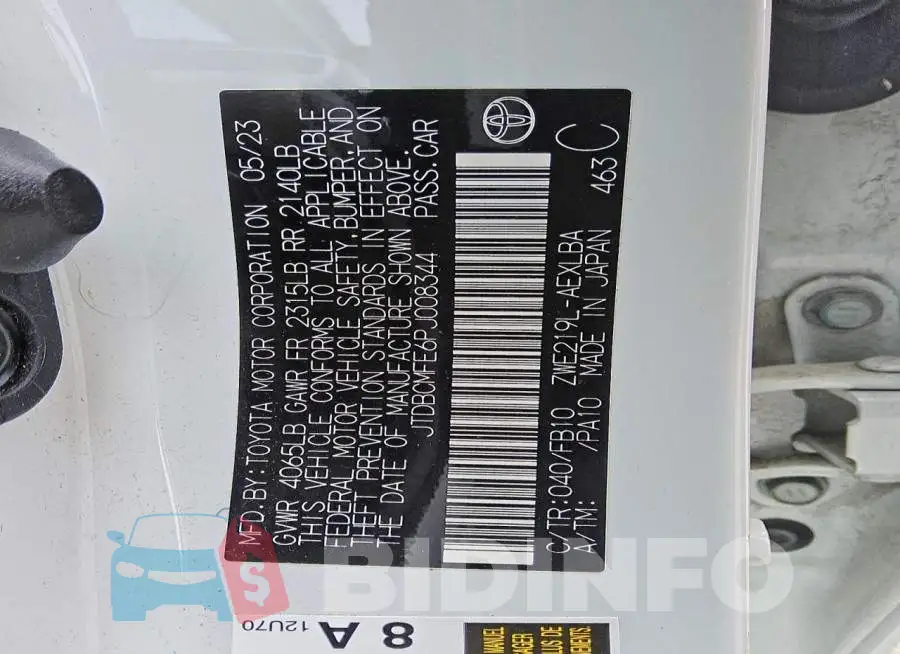 JTDBCMFE6PJ008344 Photo# 12
