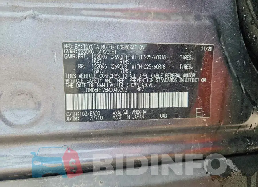 JTMD6RFV5MD045392 Photo# 13