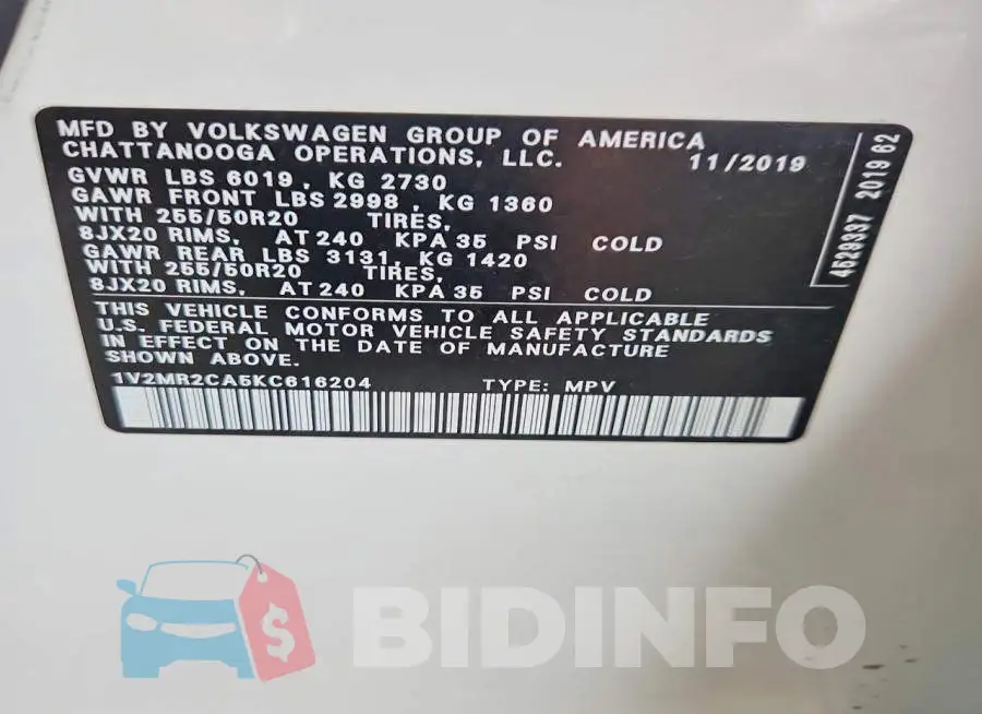 1V2MR2CA5KC616204 Photo# 13