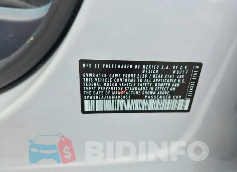 3VW2B7AJ4HM405853 Photo# 12