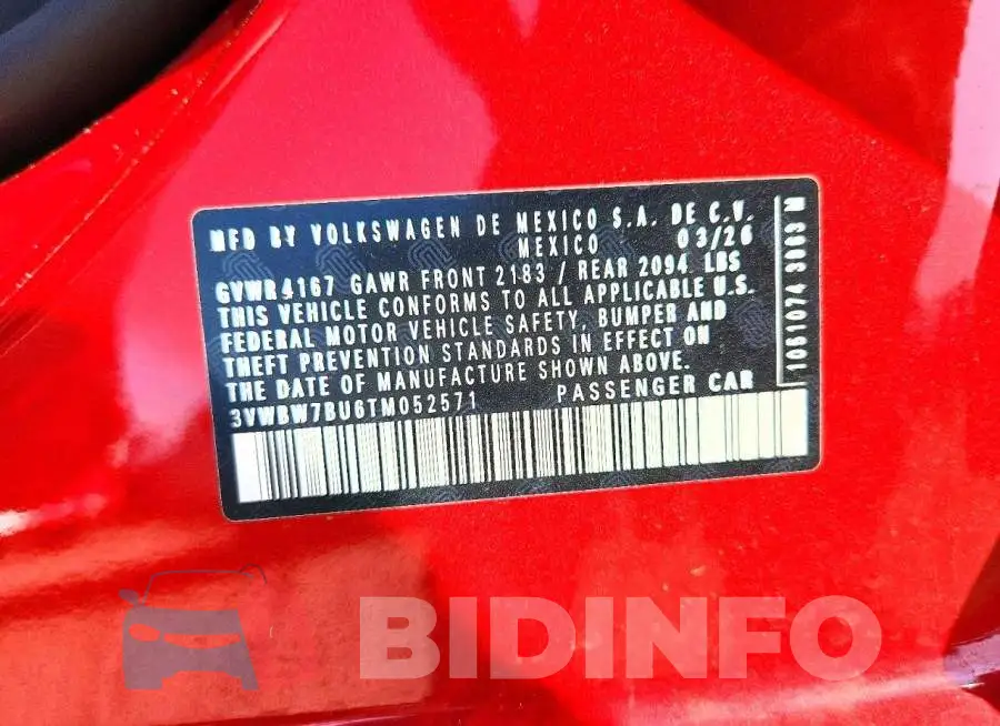 3VWBW7BU6TM052571 Photo# 12