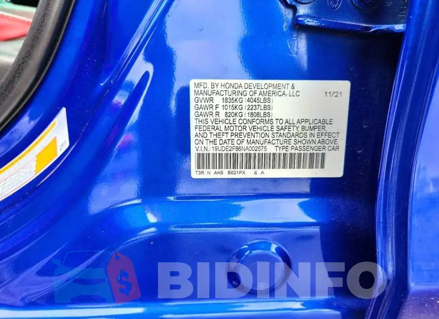 19UDE2F86NA002575 Photo# 12