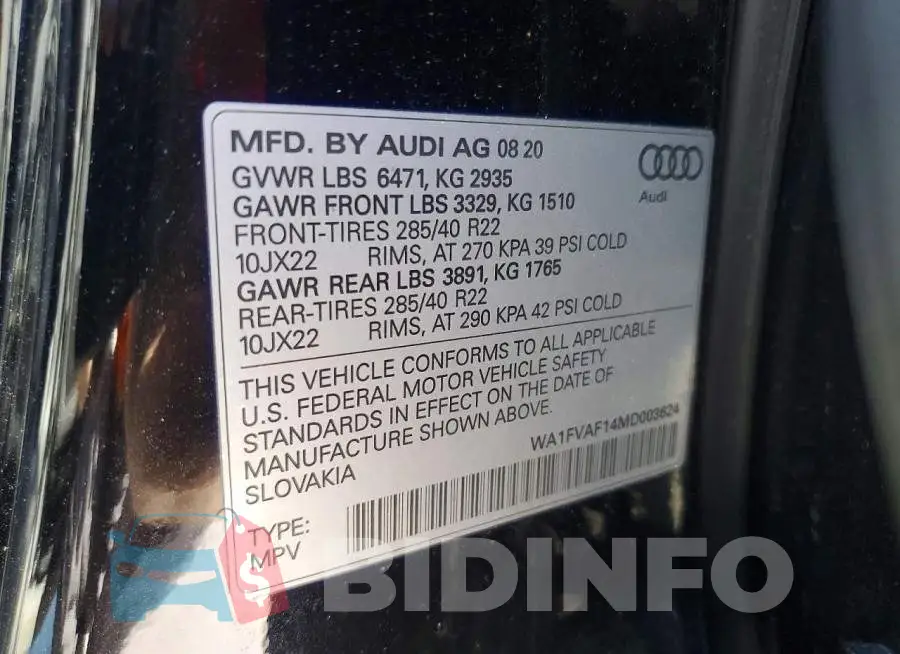 WA1FVAF14MD003624 Photo# 12