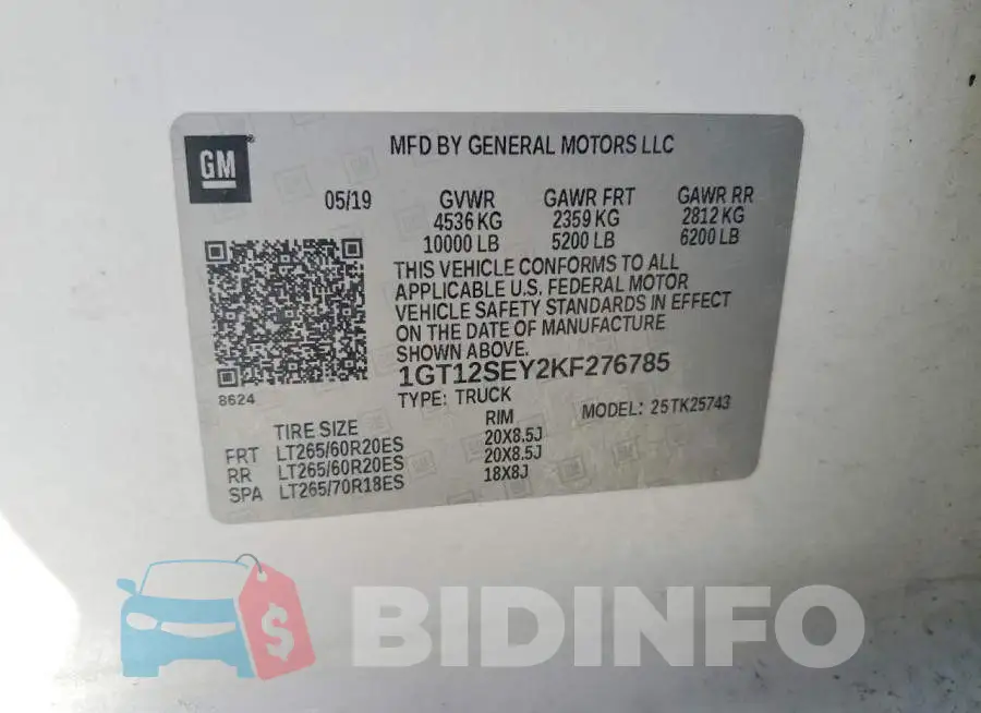 1GT12SEY2KF276785 Photo# 12