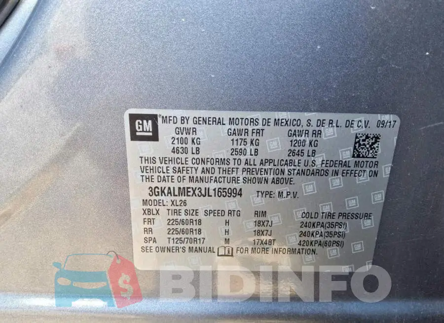 3GKALMEX3JL165994 Photo# 13