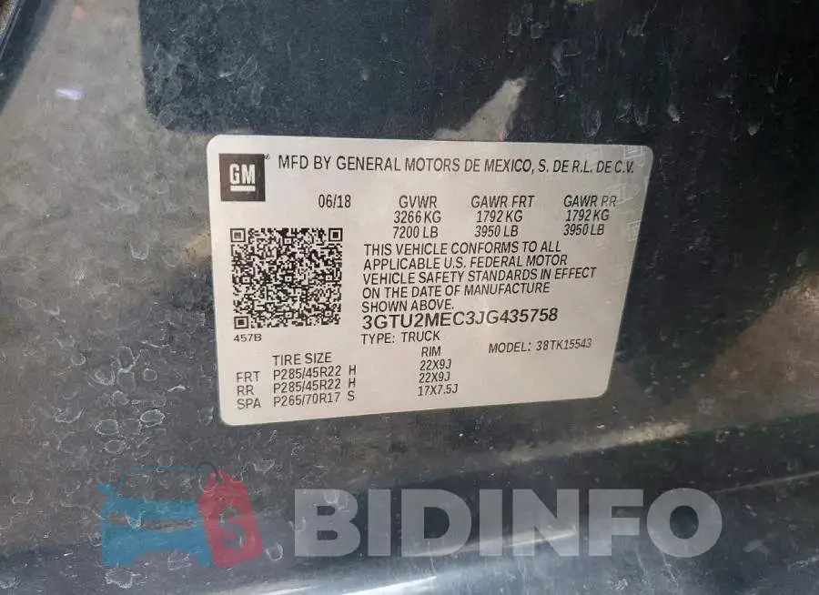 3GTU2MEC3JG435758 Photo# 12