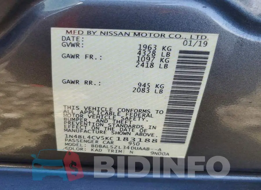 1N4BL4CV5KC183188 Photo# 12
