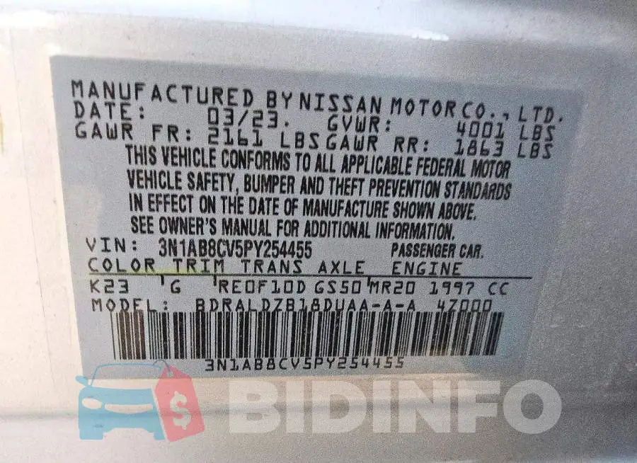 3N1AB8CV5PY254455 Photo# 12