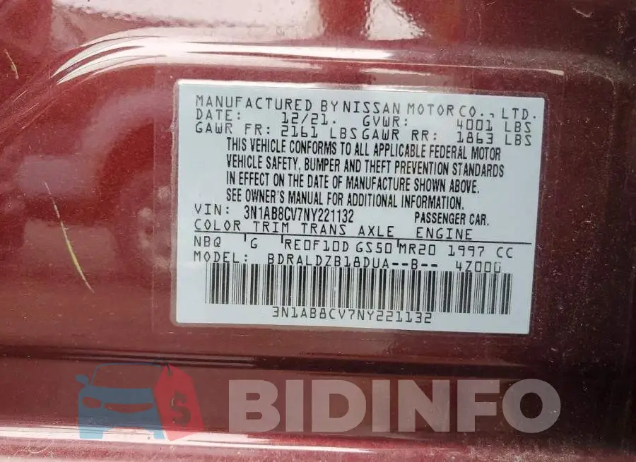 3N1AB8CV7NY221132 Photo# 12